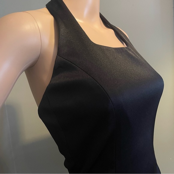 90s Black Satin Express Halter LBD Mini - Picture 9 of 11